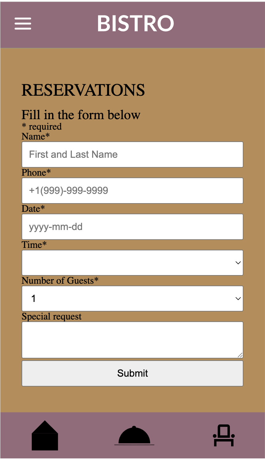 Reservation Screen